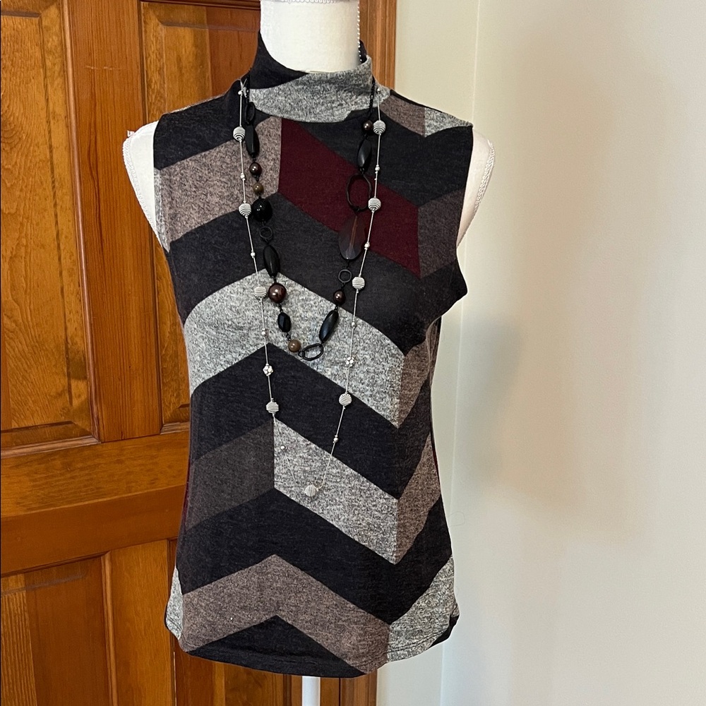 Olivia Blu Mock Neck Sleeveless Top